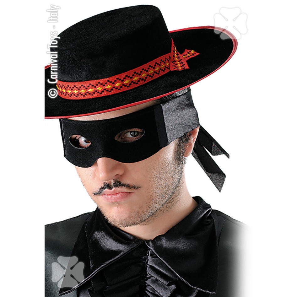 EVRYLON Maschera Zorro Adulto Mascherina Cavaliere Adatta Anche per Pulcinella E Uomo Mascherato Colore Nera in PVC Accessori per Travestimenti E Costumi di Halloween E Carnevale